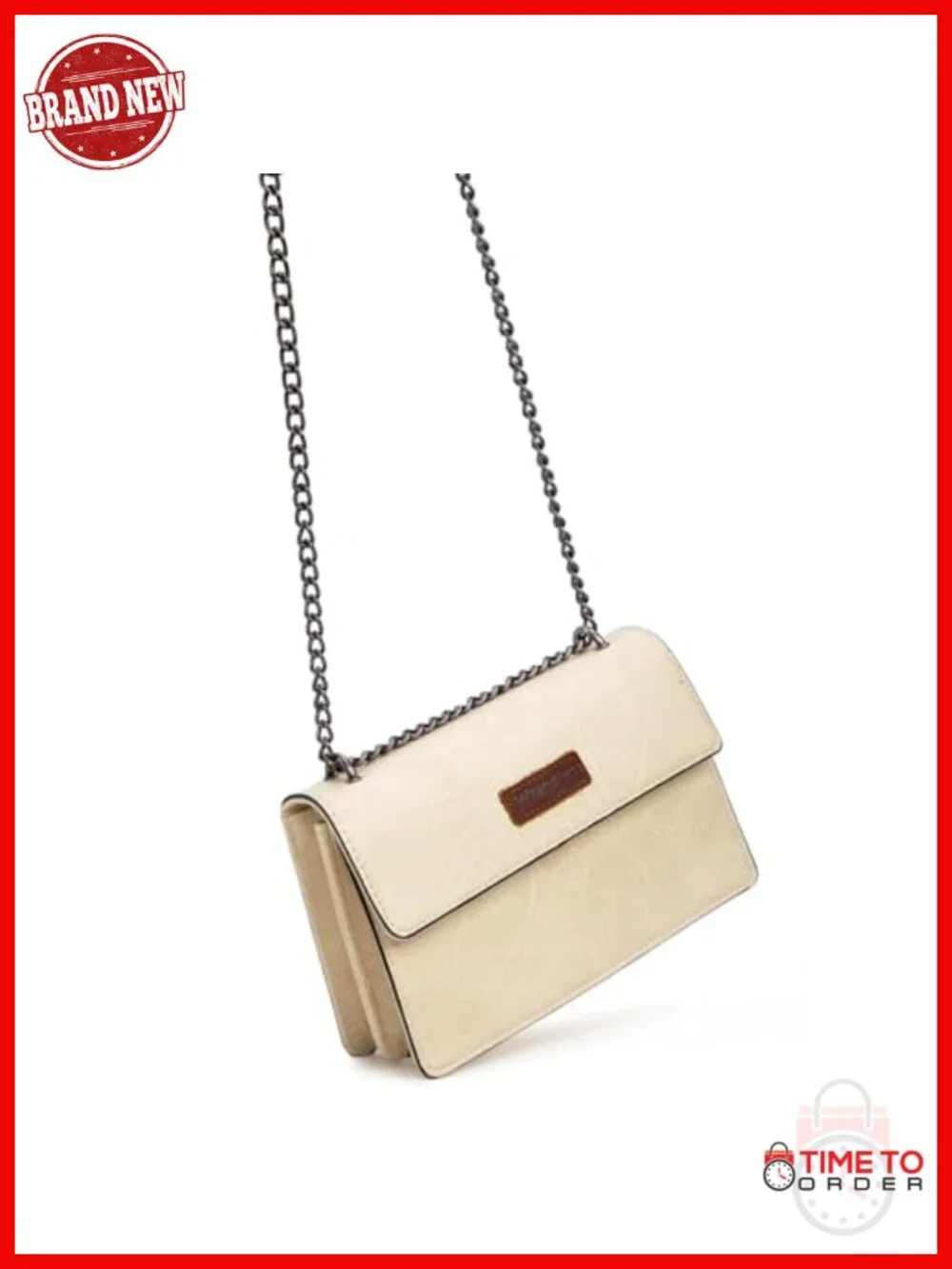 Faux Leather Crossbody Bag with Chain Strap